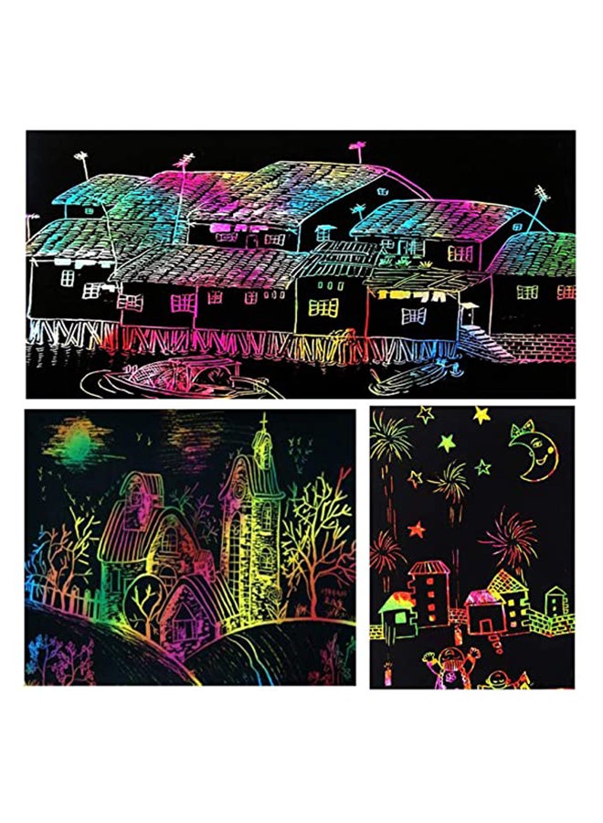 4-Piece Scratch Art Notebooks Set With Rainbow Color Scratch Off Papers And Stencils  - Image 5
