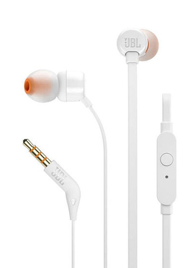 JBL - Tune 110 Wired In-Ear Headphones - Deep Pure Bass - 1-Button Remote - Tangle Free Cable - Ultra Comfort Fit White - Image 1