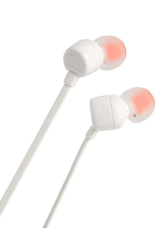 JBL - Tune 110 Wired In-Ear Headphones - Deep Pure Bass - 1-Button Remote - Tangle Free Cable - Ultra Comfort Fit White - Image 1
