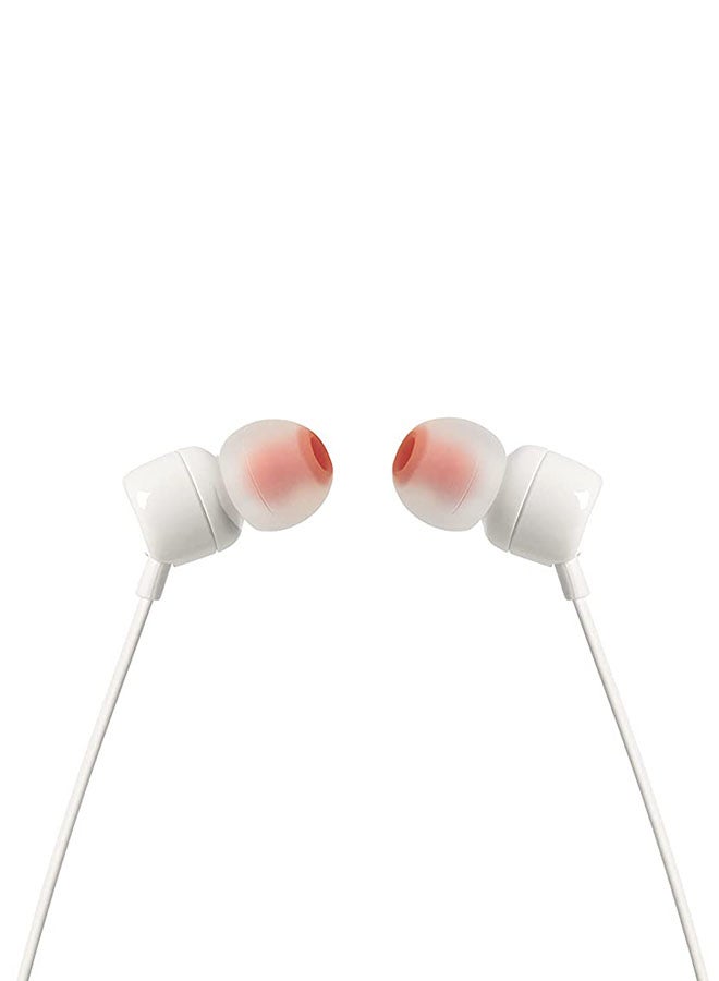JBL - Tune 110 Wired In-Ear Headphones - Deep Pure Bass - 1-Button Remote - Tangle Free Cable - Ultra Comfort Fit White - Image 1