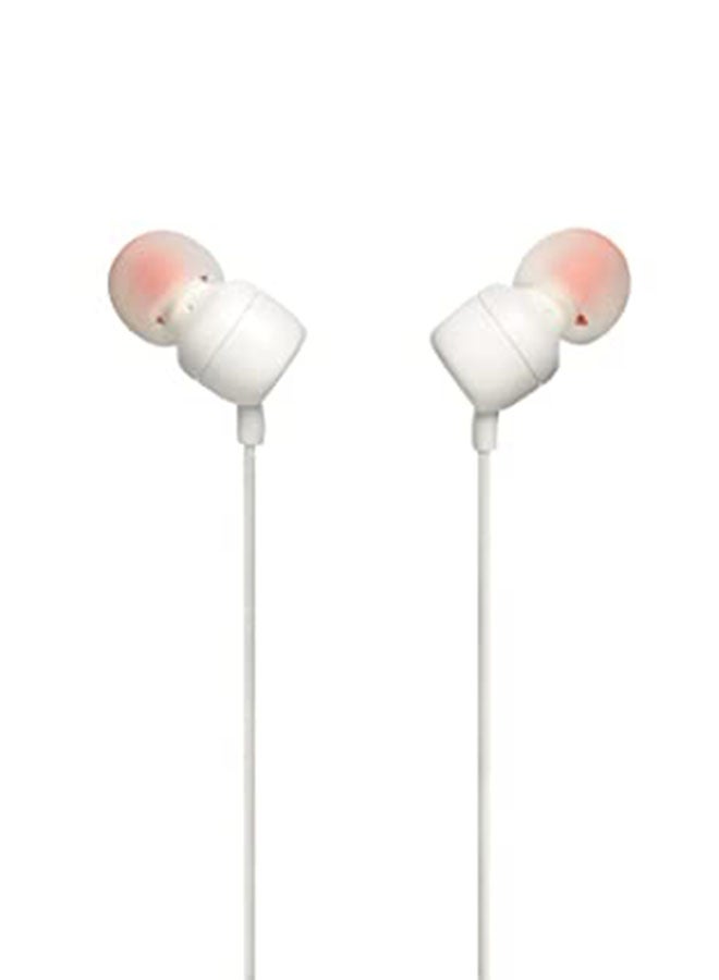 JBL - Tune 110 Wired In-Ear Headphones - Deep Pure Bass - 1-Button Remote - Tangle Free Cable - Ultra Comfort Fit White - Image 1