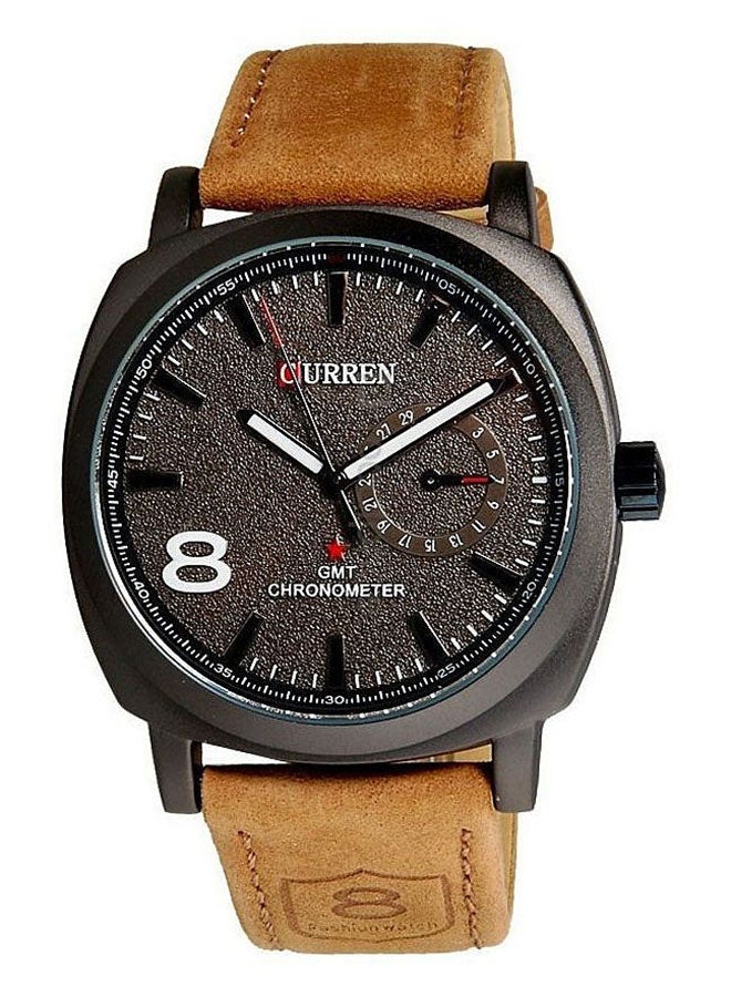 CURREN - Men's Water Resistant Leather Analog Watch 8139 - 40 mm - Brown - Image 1