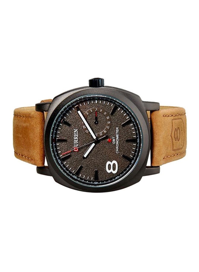 CURREN - Men's Water Resistant Leather Analog Watch 8139 - 40 mm - Brown - Image 1