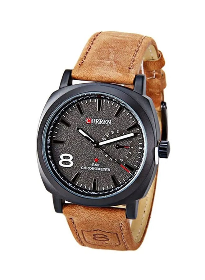CURREN - Men's Water Resistant Leather Analog Watch 8139 - 40 mm - Brown - Image 1