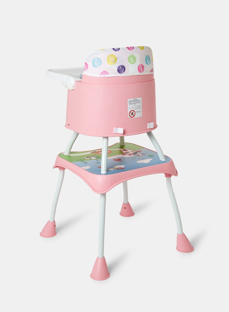 Bebi - 4 In 1 Eat And Grow Convertible Baby High Chair With Detachable Table For Writing Portable And Space Saving For Babies And Toddlers 6M+ Pink - Image 1