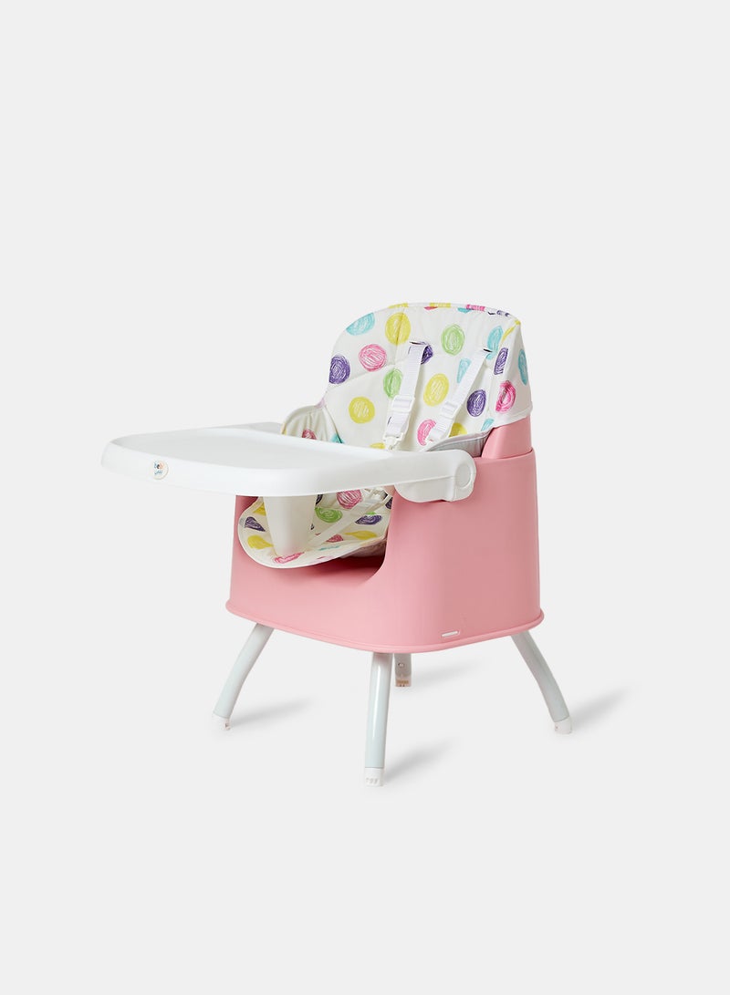 Bebi - 4 In 1 Eat And Grow Convertible Baby High Chair With Detachable Table For Writing Portable And Space Saving For Babies And Toddlers 6M+ Pink - Image 1