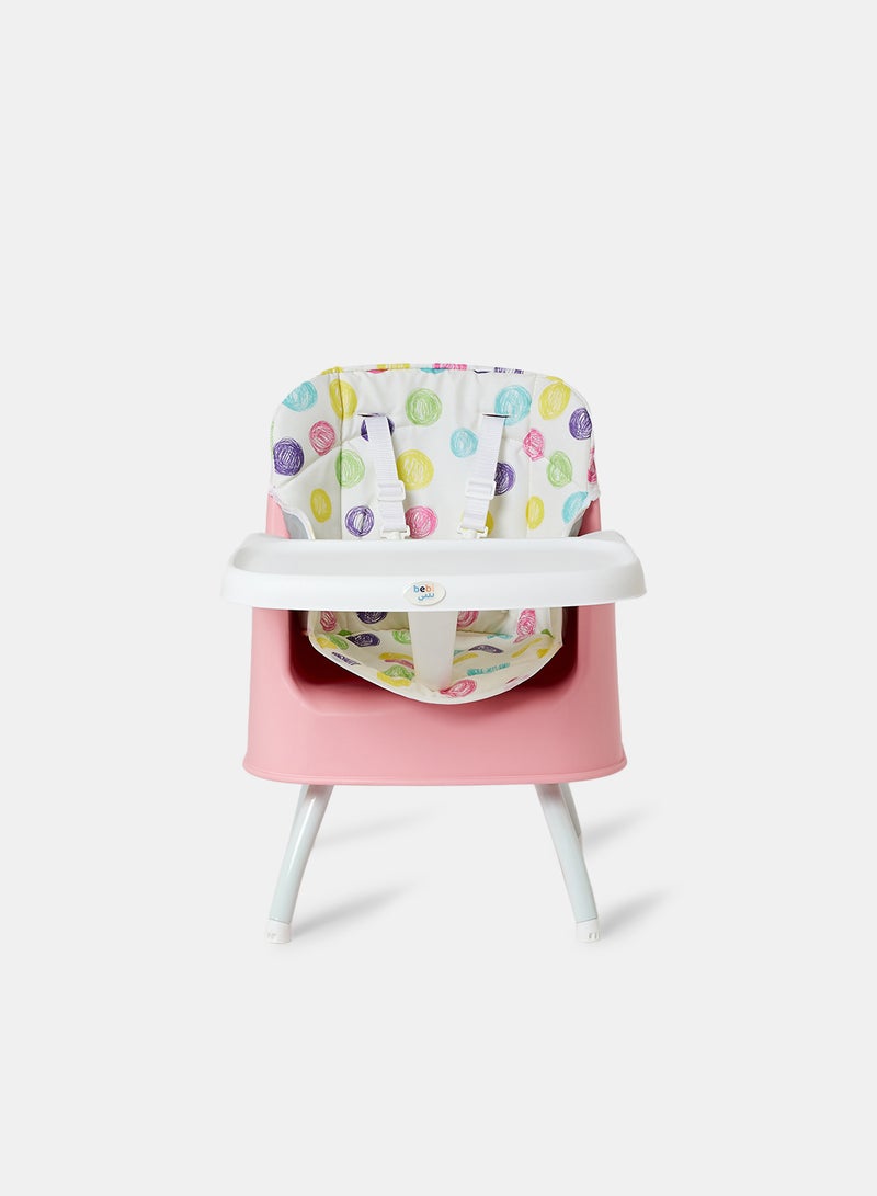Bebi - 4 In 1 Eat And Grow Convertible Baby High Chair With Detachable Table For Writing Portable And Space Saving For Babies And Toddlers 6M+ Pink - Image 1