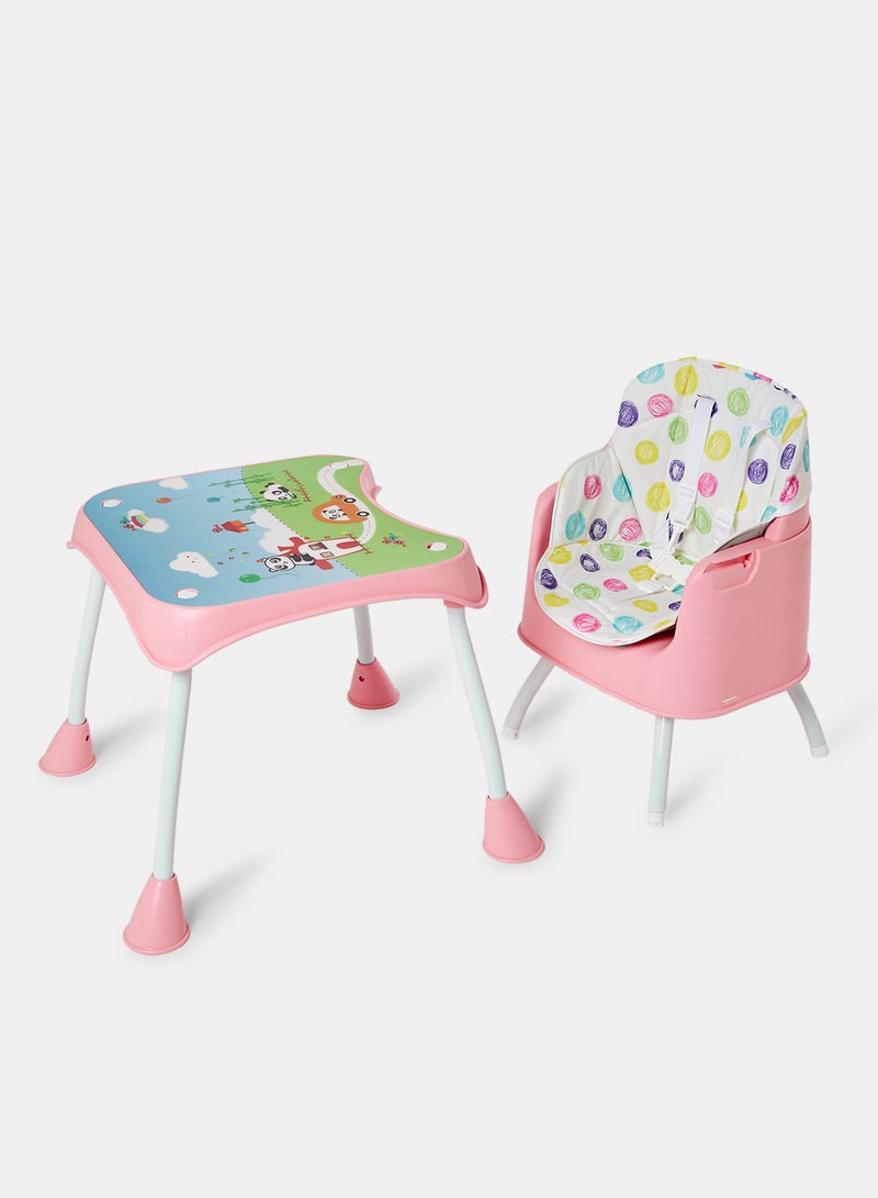 Bebi - 4 In 1 Eat And Grow Convertible Baby High Chair With Detachable Table For Writing Portable And Space Saving For Babies And Toddlers 6M+ Pink - Image 1