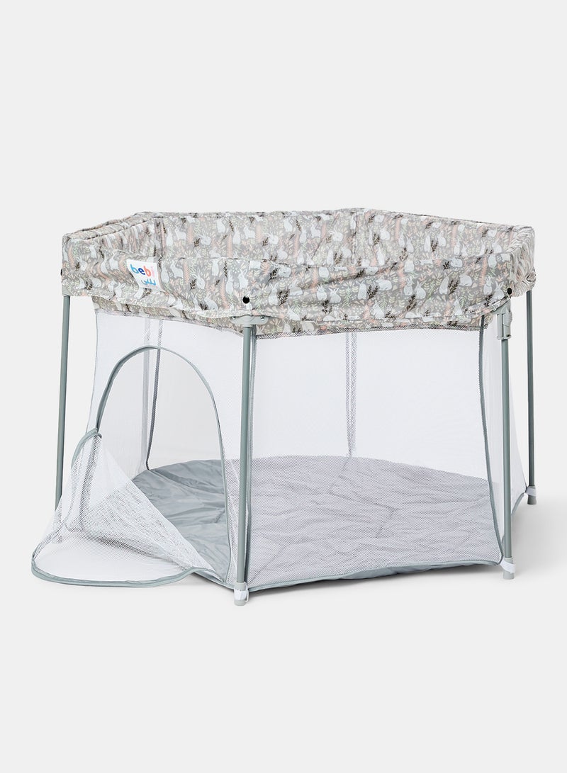 Bebi - Portable Play Yard Fence For Babies And Toddlers  Sturdy Infant Activity Center With Gaming Hole  Super Lightweight And Foldable Grey - Image 1