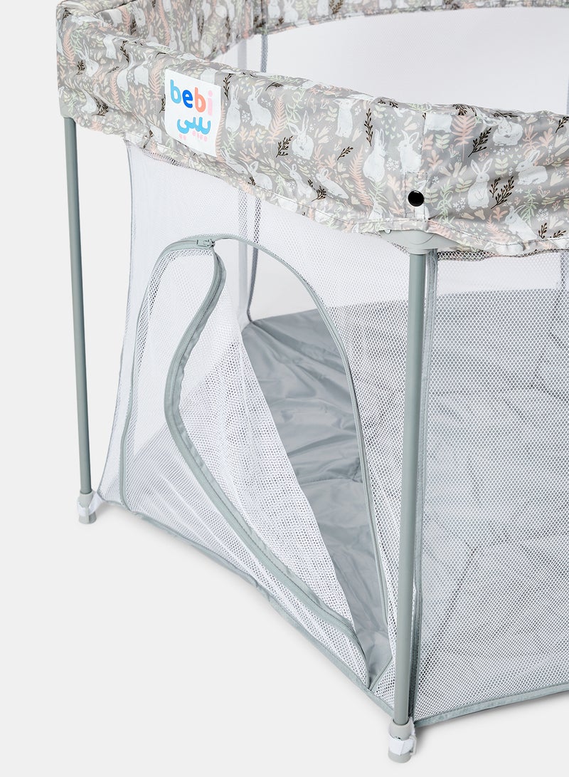 Bebi - Portable Play Yard Fence For Babies And Toddlers  Sturdy Infant Activity Center With Gaming Hole  Super Lightweight And Foldable Grey - Image 1