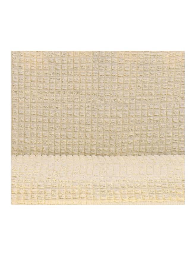 Fabienne 6-Piece Turkish Cotton Stretchable Chair Covers Cream 100x50centimeter  - Image 2