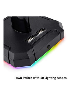 ريدراجون حامل سماعة رأس للألعاب بإضاءة خلفية HA300 SCEPTER Pro RGB مع 10 أوضاع إضاءة RGB و4 منافذ USB  - Image 3