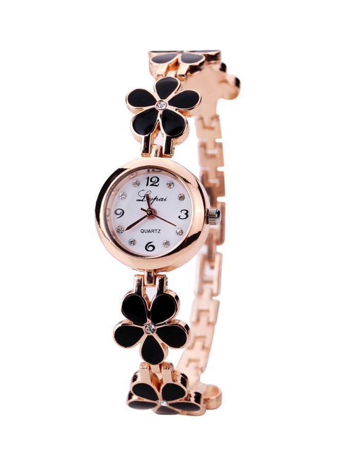 Sharpdo Women's Rhinestone Studded Quartz Analog Watch XR694-B - 22 mm - Black/Gold/White  - Image 1