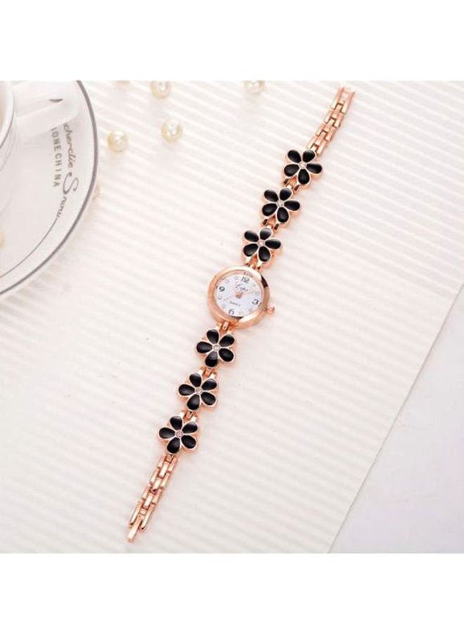 Sharpdo Women's Rhinestone Studded Quartz Analog Watch XR694-B - 22 mm - Black/Gold/White  - Image 3
