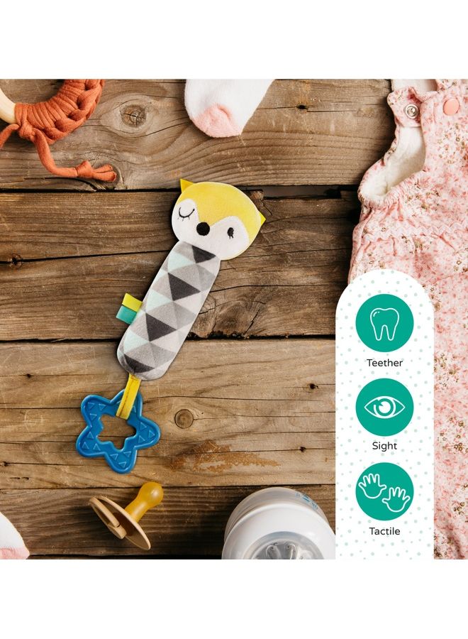 Moon - Good Night Soft Rattle Plush Toy With Colorful Characters, Squeaker Sounds And Teether, 6 Months Above, Fox 18 x 8 x 5cm - Image 1