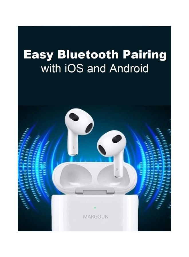 MARGOUN True Wireless Earbuds In-Ear Headphones with Microphone and Charging Case Compatible with iPhone and Android Phones White  - Image 5