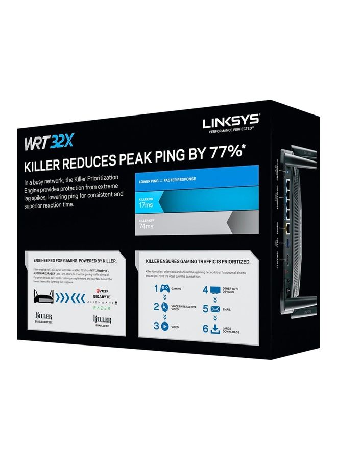 LINKSYS - WRT32X, Open-Source AC3200 Wi-Fi Gaming Router With Killer Prioritization Engine, MU-MIMO Technology, Built-In Four-Port Ethernet Switch, USB 2.0/eSATA Port And USB 3.0 Port Black - Image 1