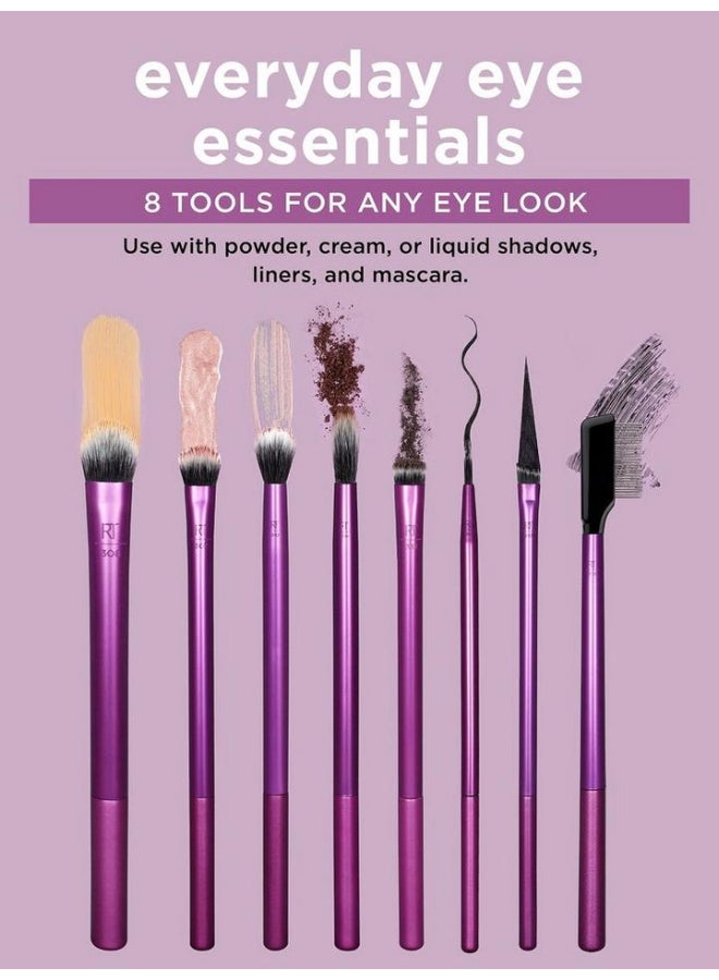 REAL TECHNIQUES - Pack Of 8 Everyday Eye Essentials Brushes Pink/Black - Image 1