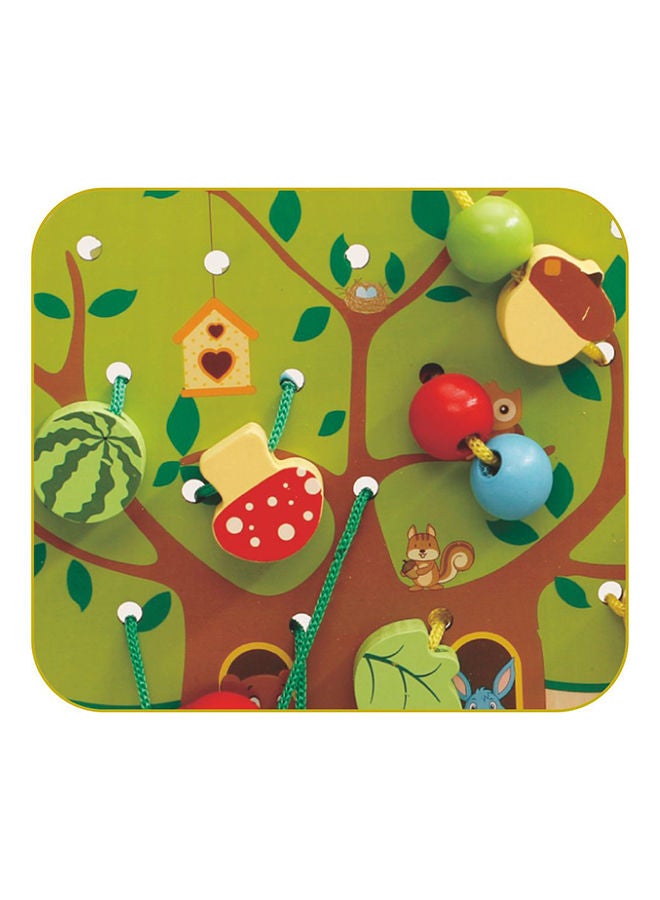 Alostoura - Wooden Lacing Tree Beads Early Development Learning Education Preschool Toy For Kids 17x9x2cm - Image 1