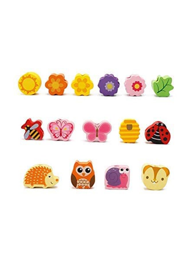 Alostoura - Wooden Lacing Tree Beads Early Development Learning Education Preschool Toy For Kids 17x9x2cm - Image 1