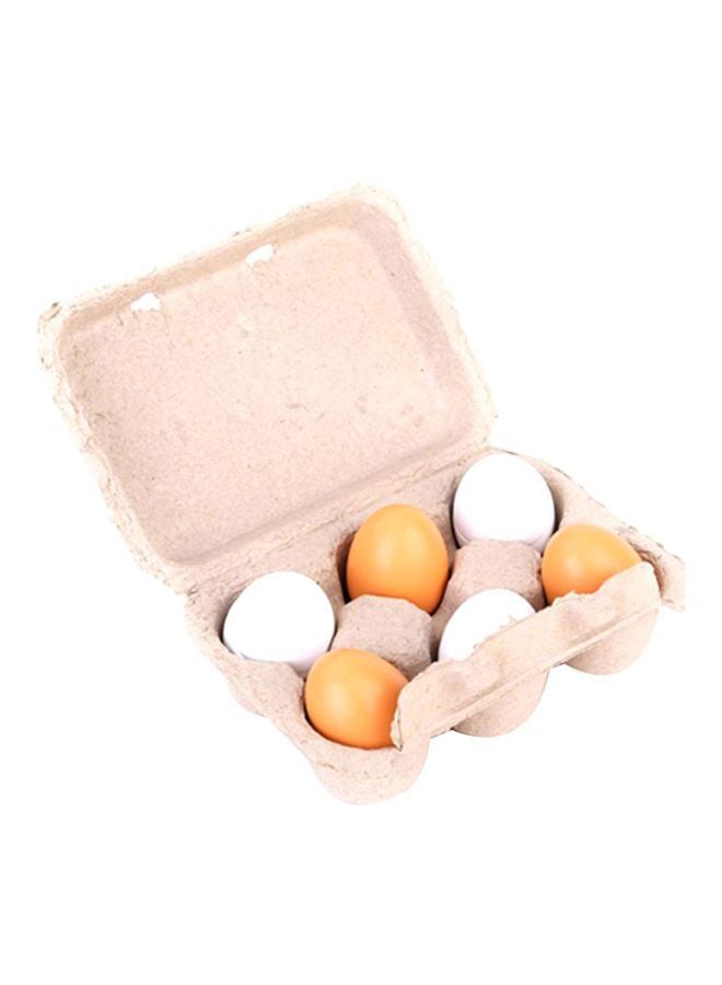 CYTHERIA - 6-Piece Lightweight Portable Compact Wooden Eggs Kindergarten Kitchen Toy Set - Image 1