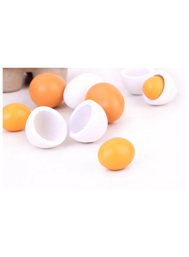 CYTHERIA - 6-Piece Lightweight Portable Compact Wooden Eggs Kindergarten Kitchen Toy Set - Image 1