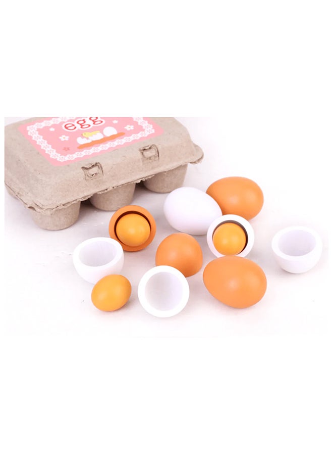 CYTHERIA - 6-Piece Lightweight Portable Compact Wooden Eggs Kindergarten Kitchen Toy Set - Image 1