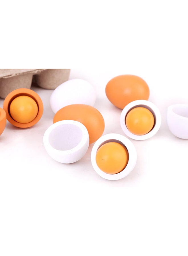 CYTHERIA - 6-Piece Lightweight Portable Compact Wooden Eggs Kindergarten Kitchen Toy Set - Image 1