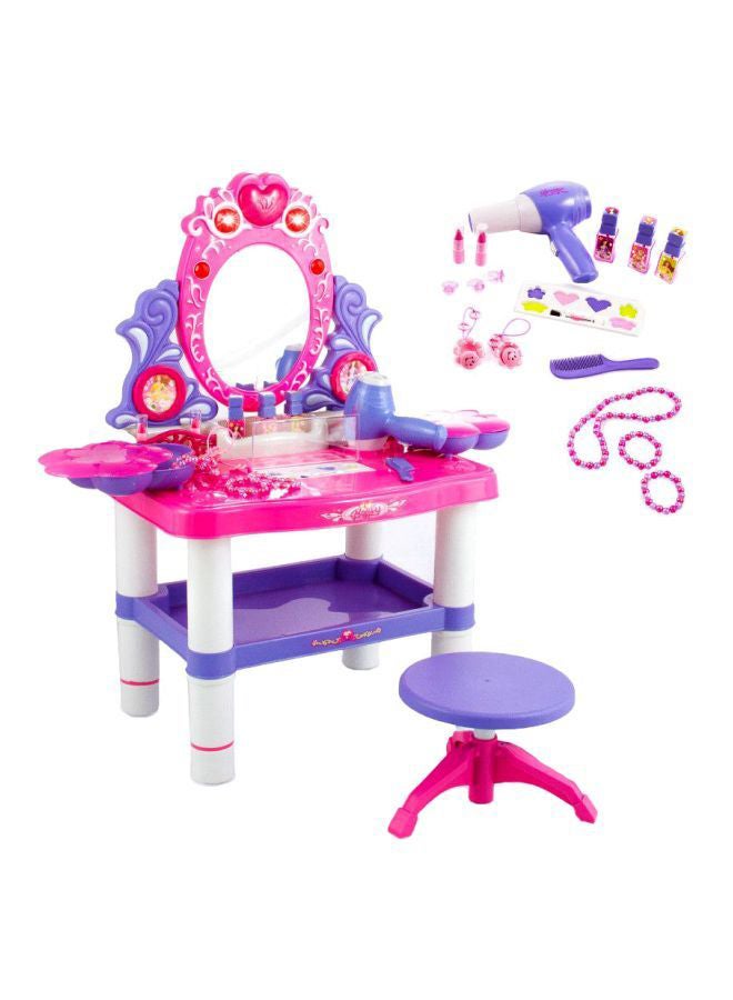Generic Musical Dressing Table Playset With Accessories Bundle, Pink/White/Purple, Hk-7523  - Image 1