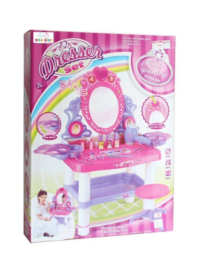 Generic Musical Dressing Table Playset With Accessories Bundle, Pink/White/Purple, Hk-7523  - Image 2