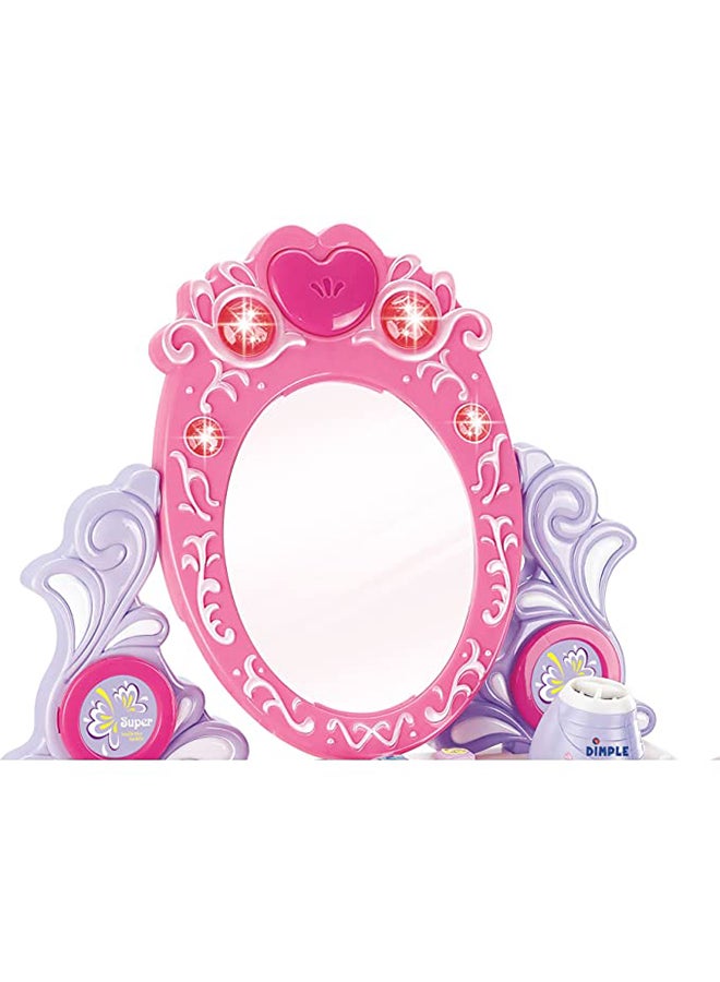 Generic Musical Dressing Table Playset With Accessories Bundle, Pink/White/Purple, Hk-7523  - Image 5