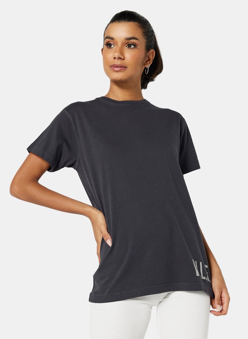 Sivvi x D'Atelier Eco-Friendly Oversized Logo Loungewear T-Shirt Charcoal Grey - Image 1