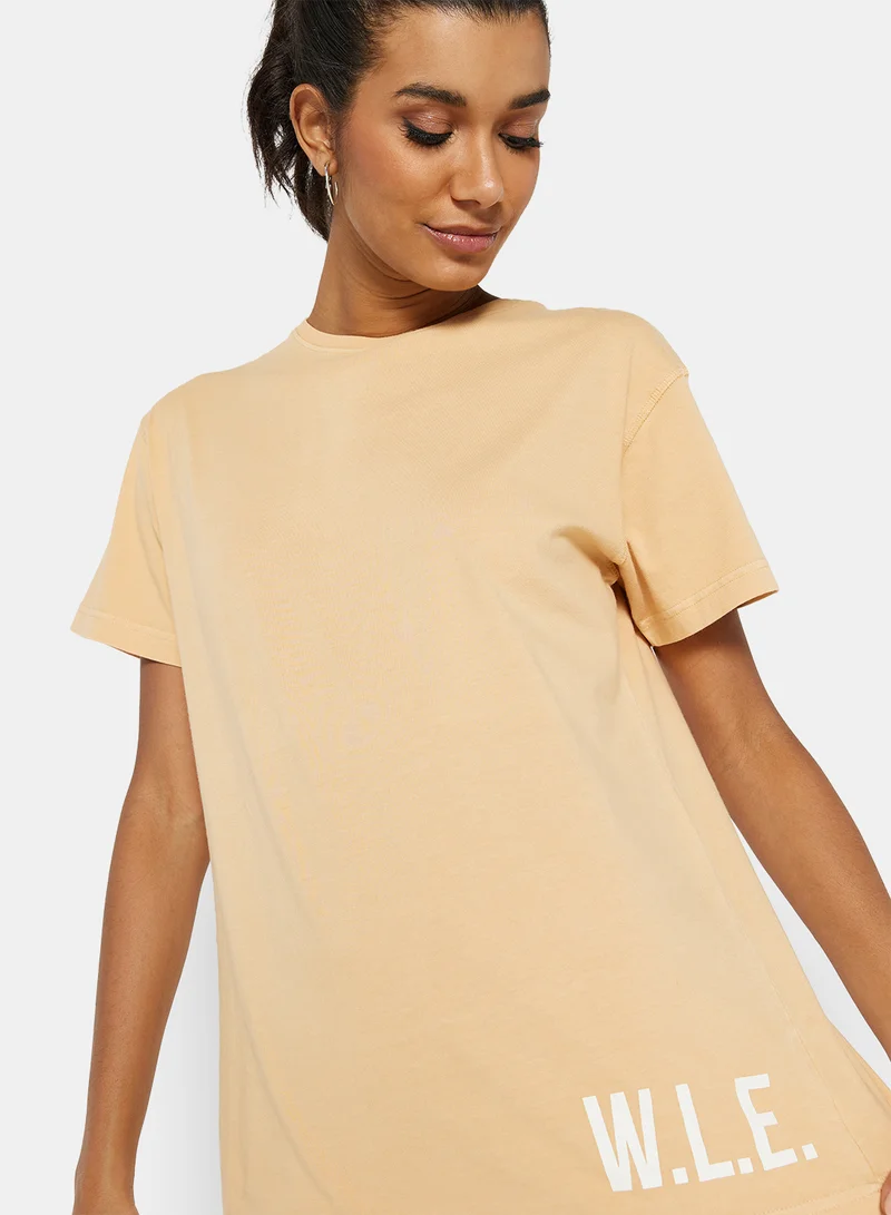 سيفي x دي‘اتيلير Eco-Friendly Oversized Logo Loungewear T-Shirt Pale Orange