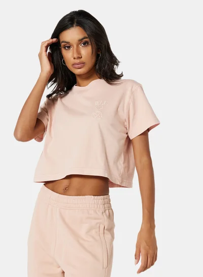سيفي x دي‘اتيلير Eco-Friendly Logo Loungewear Crop Top Light Pink