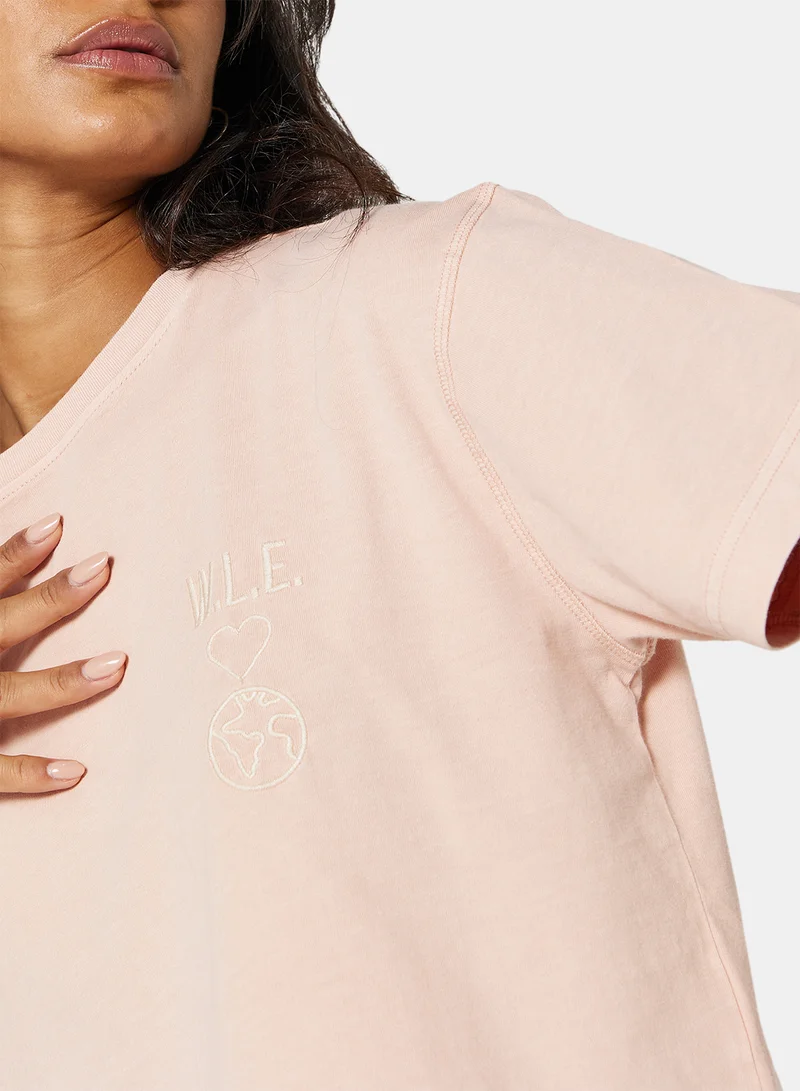 سيفي x دي‘اتيلير Eco-Friendly Logo Loungewear Crop Top Light Pink
