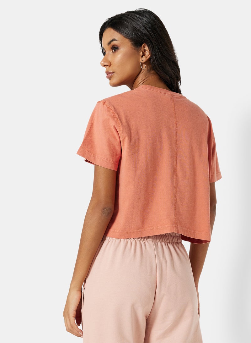Sivvi x D'Atelier - Eco-Friendly Logo Loungewear Crop T-Shirt Dusty Orange - Image 1