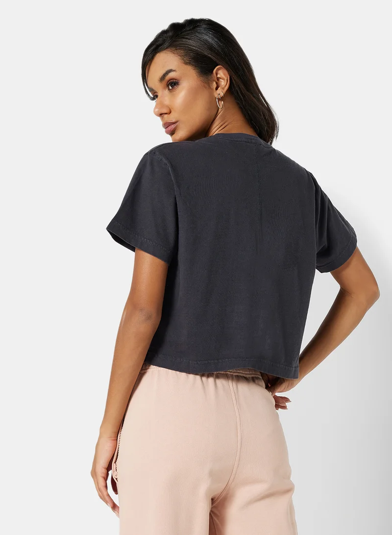 Sivvi x D'Atelier Eco-Friendly Logo Loungewear Crop Top Charcoal Grey
