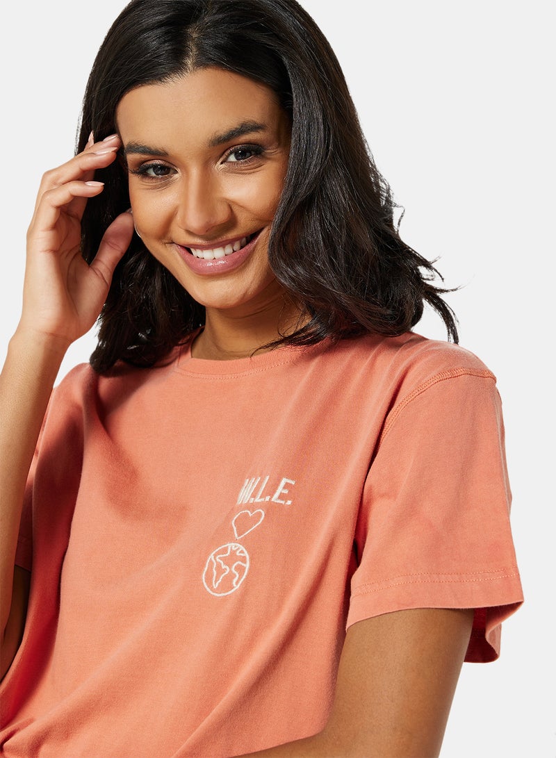 Sivvi x D'Atelier - Eco-Friendly Logo Loungewear Crop T-Shirt Dusty Orange - Image 1