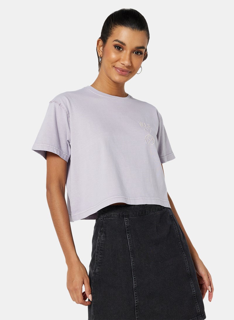 Sivvi x D'Atelier - Eco-Friendly Logo Loungewear Crop T-Shirt Lilac - Image 1