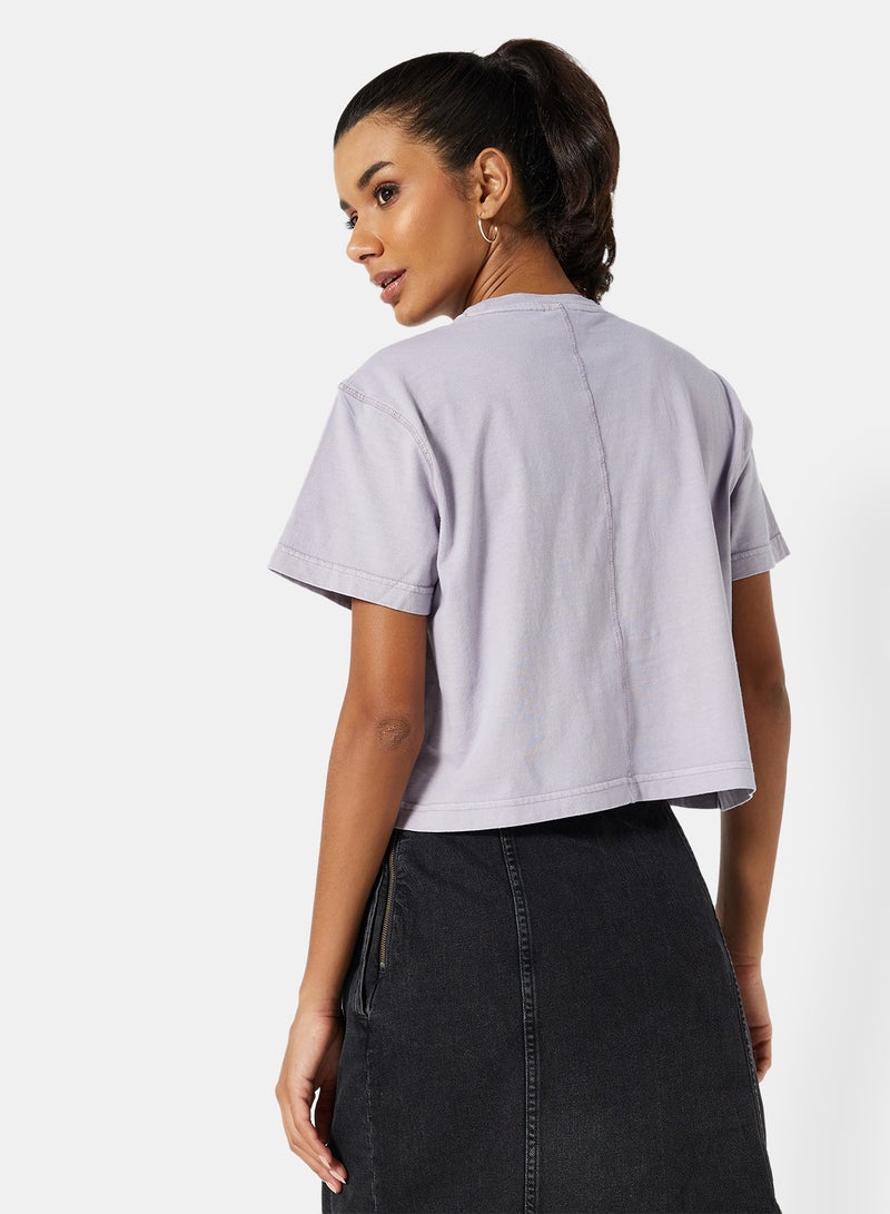 Sivvi x D'Atelier - Eco-Friendly Logo Loungewear Crop T-Shirt Lilac - Image 1