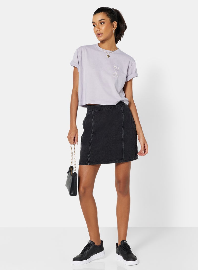 Sivvi x D'Atelier - Eco-Friendly Logo Loungewear Crop T-Shirt Lilac - Image 1