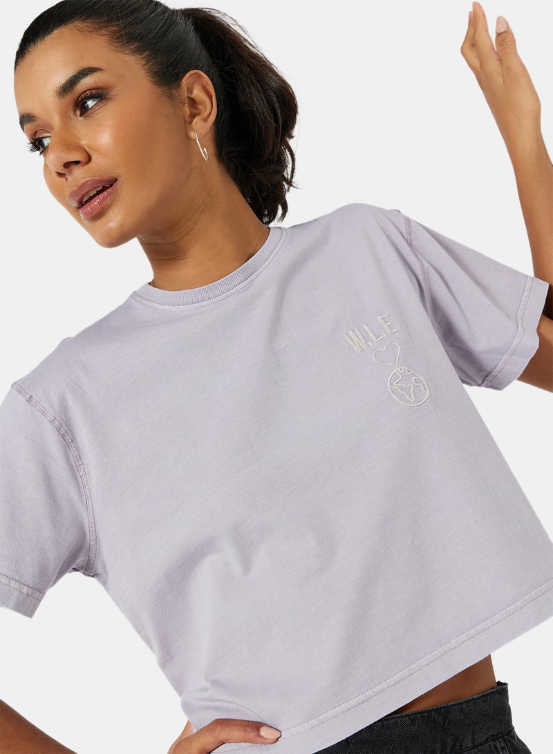 Sivvi x D'Atelier - Eco-Friendly Logo Loungewear Crop T-Shirt Lilac - Image 1