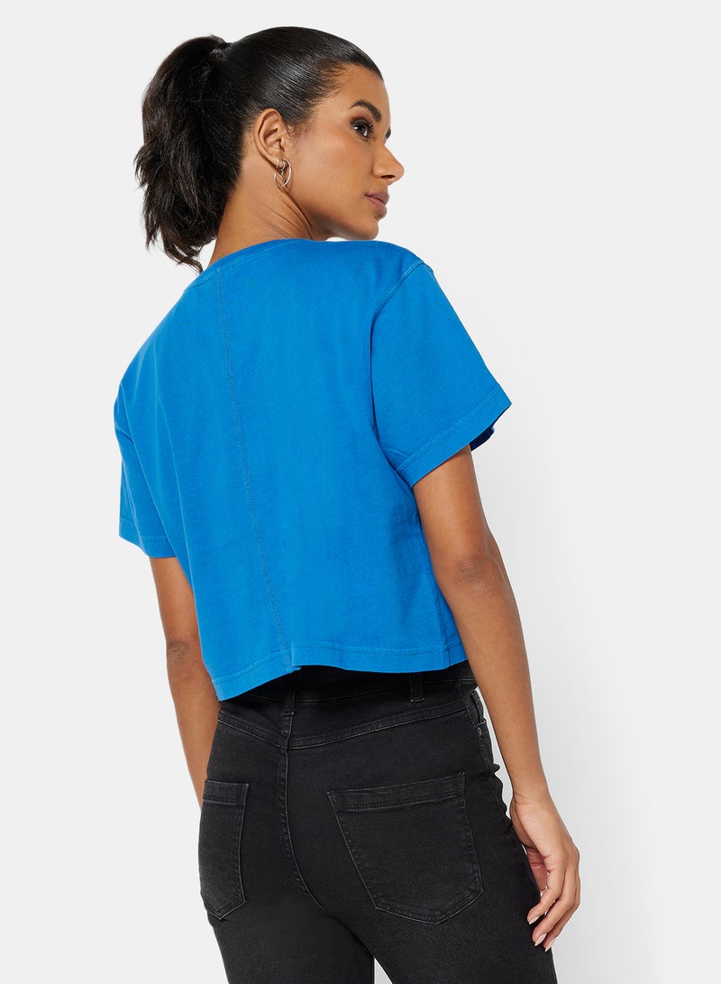 Sivvi x D'Atelier - Eco-Friendly Logo Loungewear Crop Top Blue - Image 1