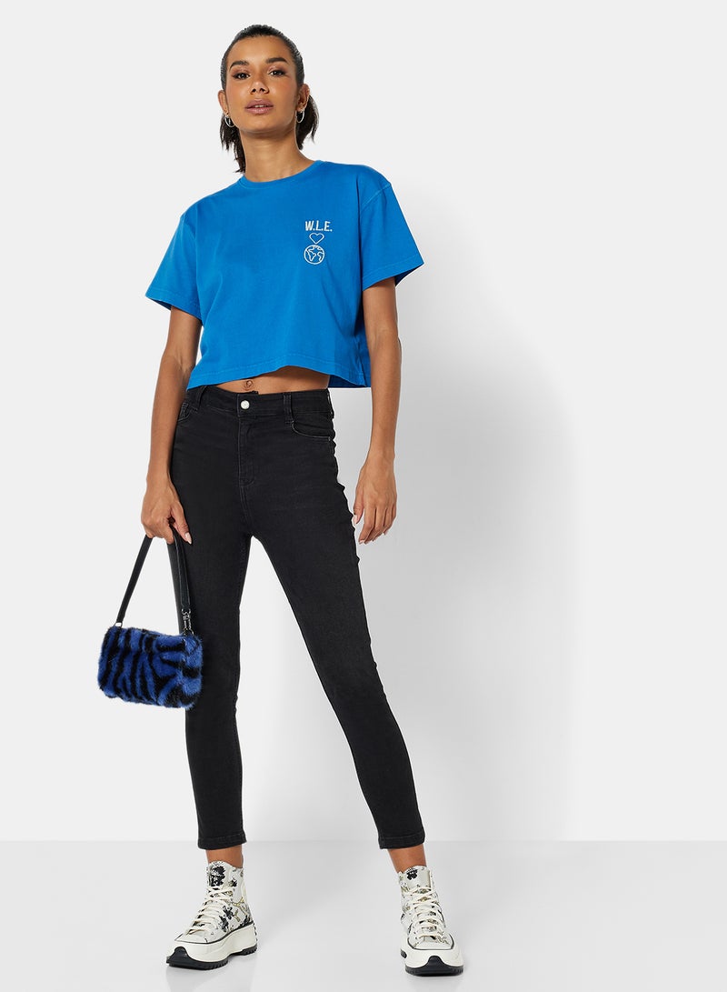 Sivvi x D'Atelier - Eco-Friendly Logo Loungewear Crop Top Blue - Image 1