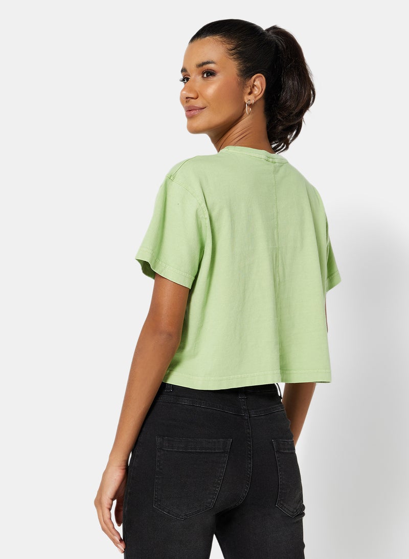 Sivvi x D'Atelier - Eco-Friendly Logo Loungewear Crop Top Light Green - Image 1