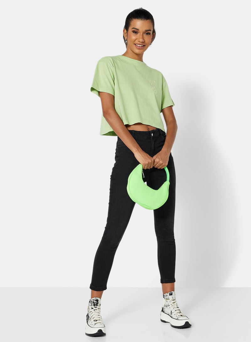 Sivvi x D'Atelier - Eco-Friendly Logo Loungewear Crop Top Light Green - Image 1