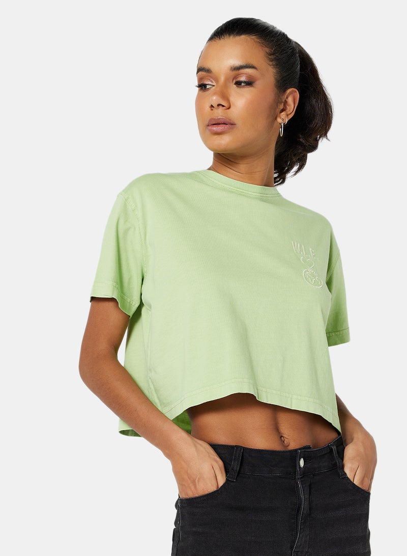 Sivvi x D'Atelier - Eco-Friendly Logo Loungewear Crop Top Light Green - Image 1