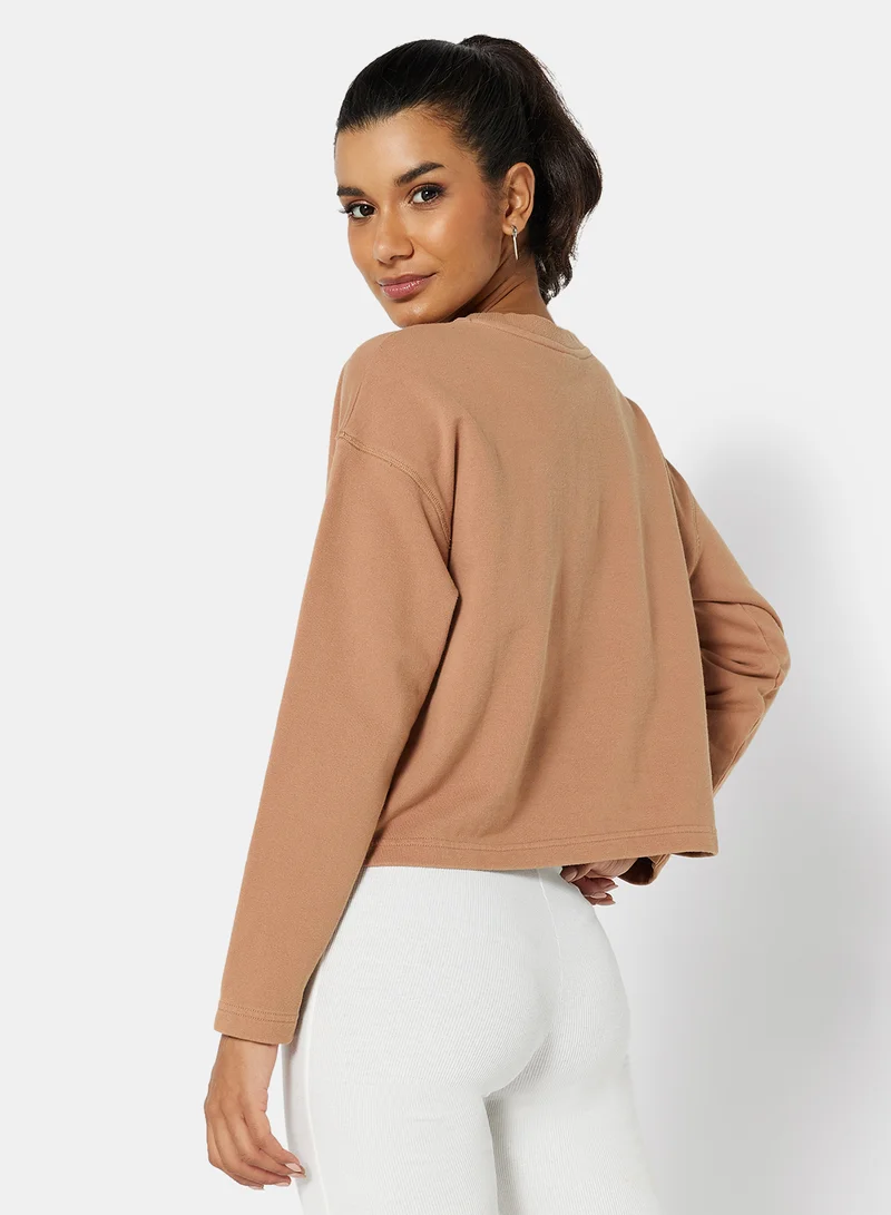 Sivvi x D'Atelier Eco-Friendly Boxy Long Sleeve Loungewear T-Shirt Light Brown