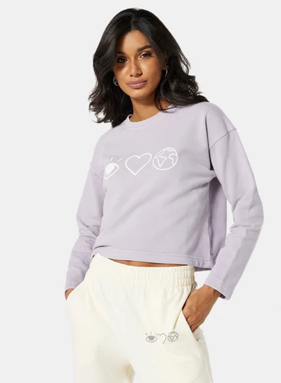 سيفي x دي‘اتيلير Eco-Friendly Boxy Long Sleeve Loungewear T-Shirt Lilac
