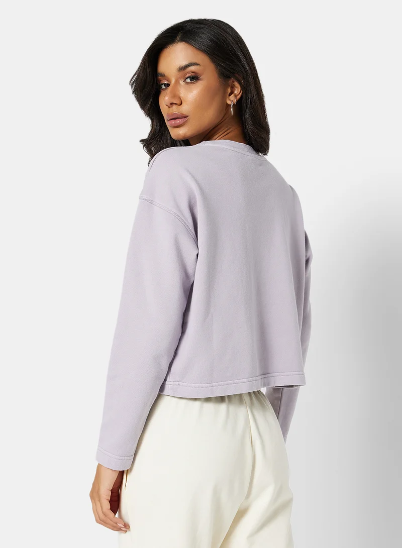 سيفي x دي‘اتيلير Eco-Friendly Boxy Long Sleeve Loungewear T-Shirt Lilac